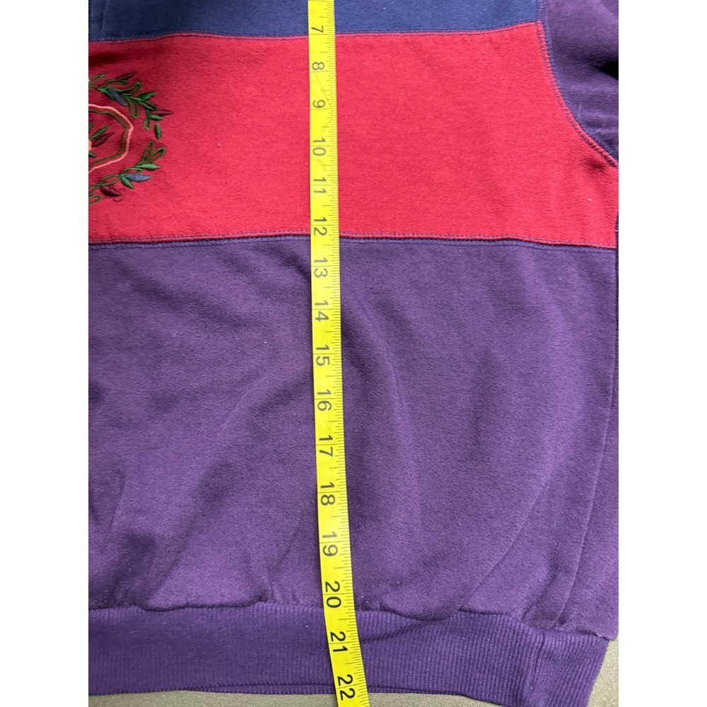 Allison Smith II Vintage Colorblock Floral Embroidered Quarter Zip Sweatshirt 1X - Picture 6 of 8